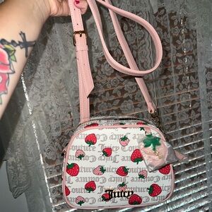 Juicy Couture Pink and White Crossbody Bag with Ladybug Print